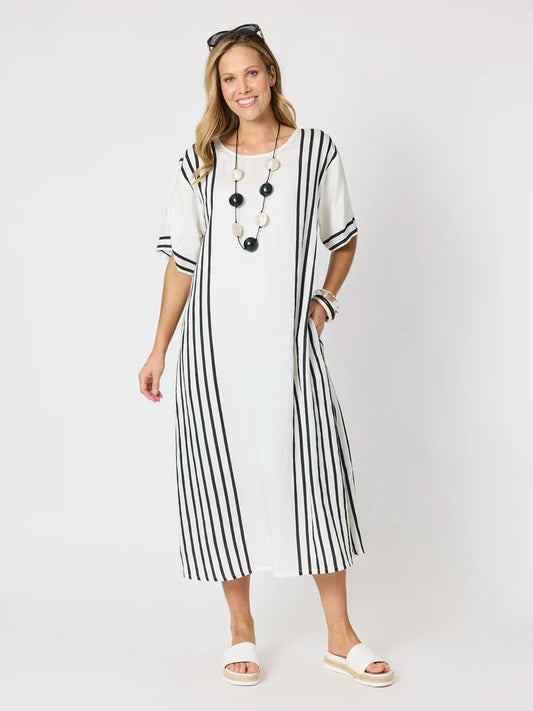 Sevilla Wht/Blk Stripe Dress C50081