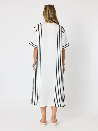 Sevilla Wht/Blk Stripe Dress C50081
