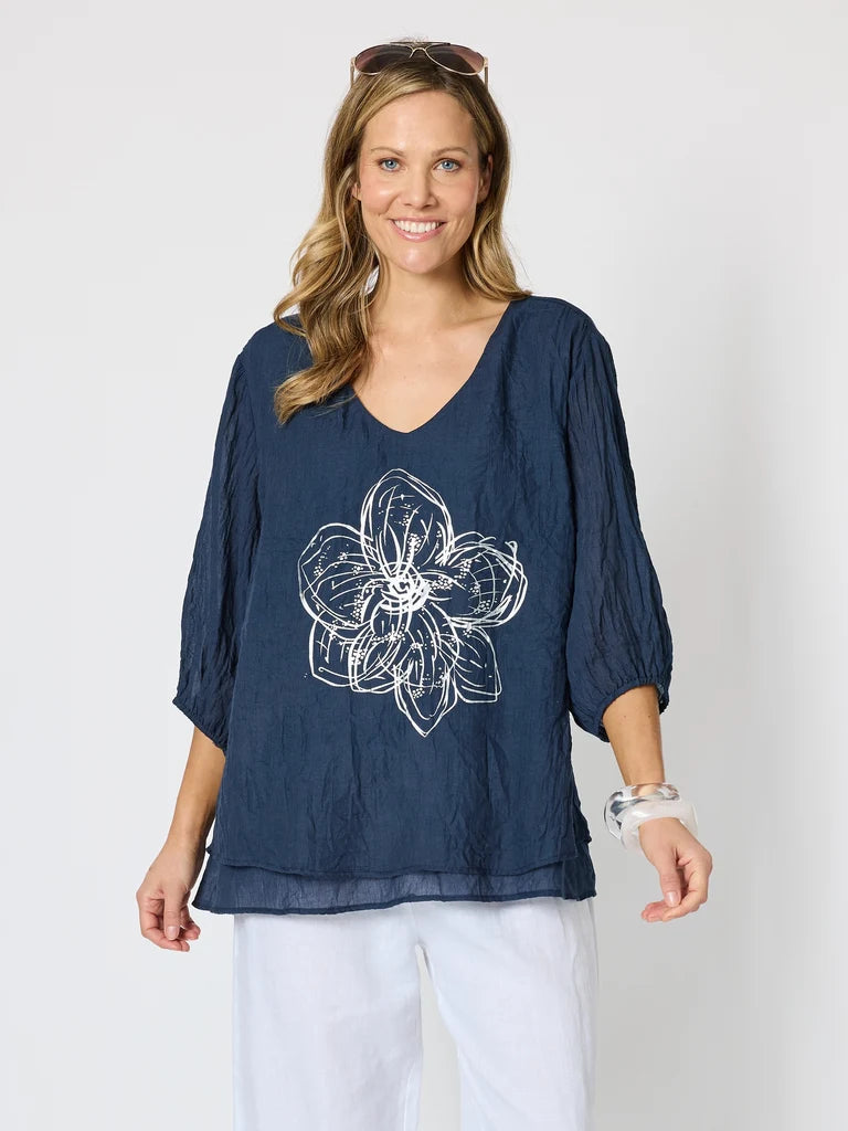 Camellia Navy Top C50097