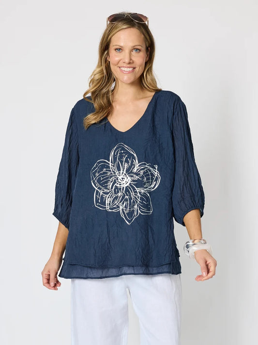 Camellia Navy Top C50097