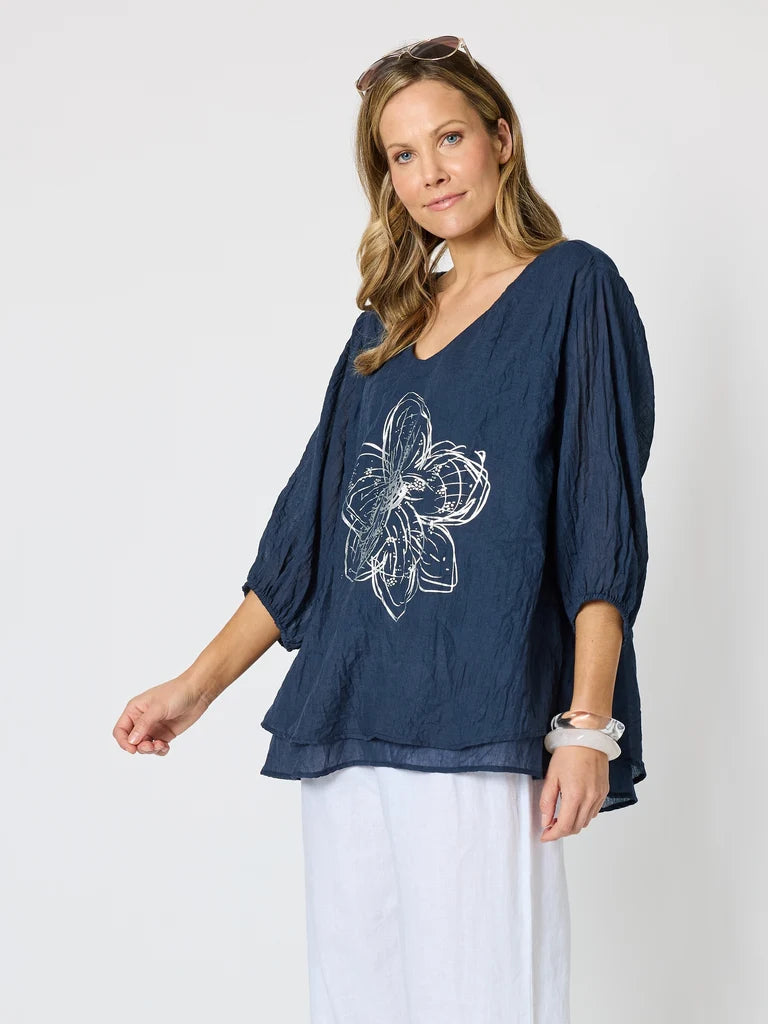 Camellia Navy Top C50097