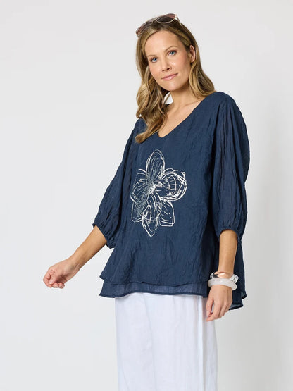Camellia Navy Top C50097