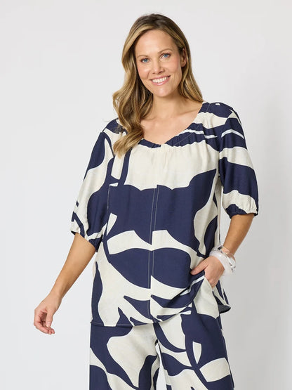Bay Leaf Navy Multi Top C50231