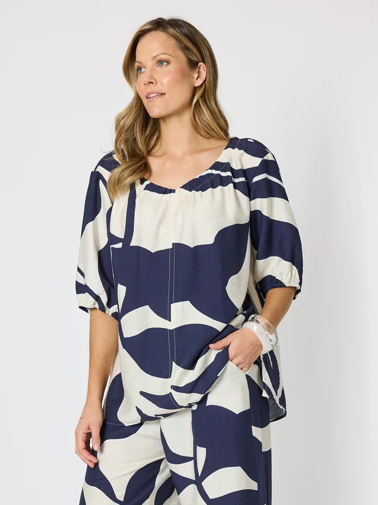 Bay Leaf Navy Multi Top C50231