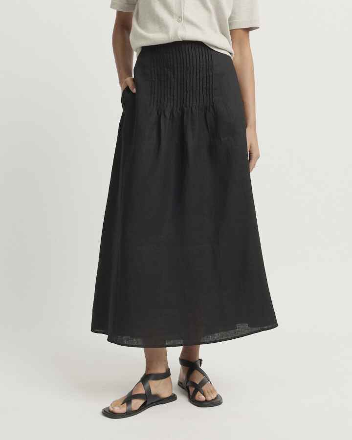 Tirari Navy Pintuck Skirt YT2049