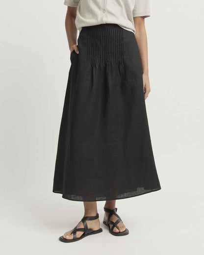 Tirari Navy Pintuck Skirt YT2049