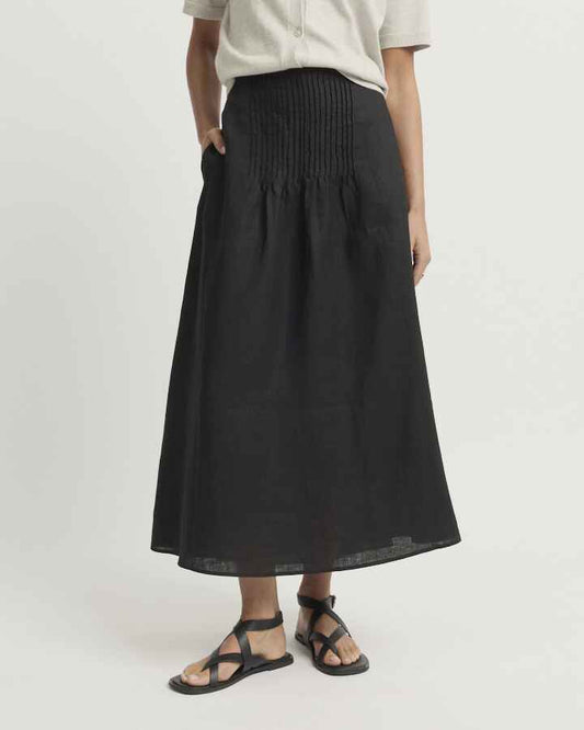 Tirari Navy Pintuck Skirt YT2049