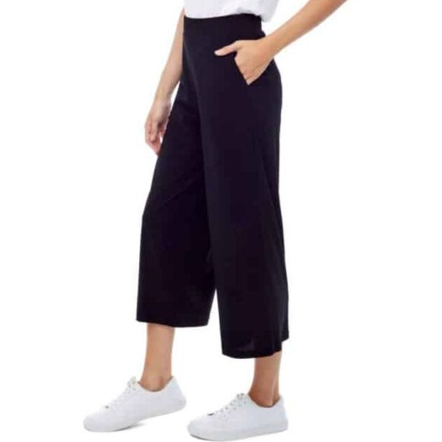 Solid Wide Leg Cropped Pant