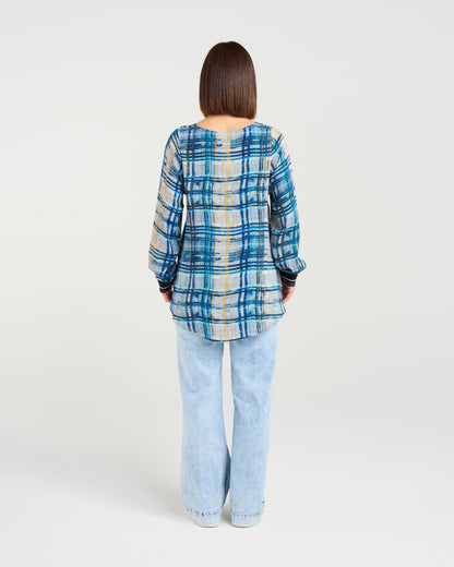 Havana Ocean Plaid Top Z4001-1
