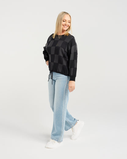 Amaris Grey Check Knit Z4080-1