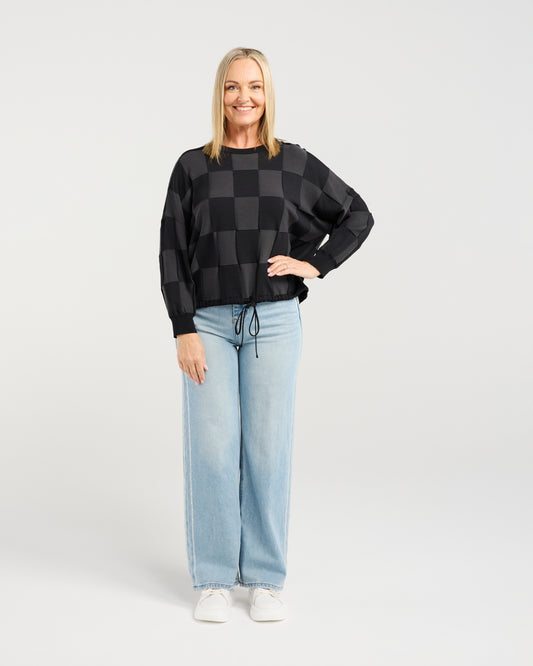 Amaris Grey Check Knit Z4080-1