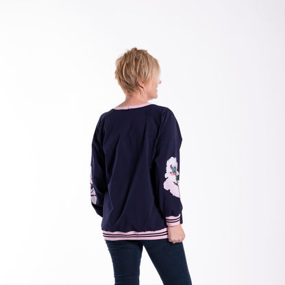 Navy/Pink Flower Team Sweater JW26-124