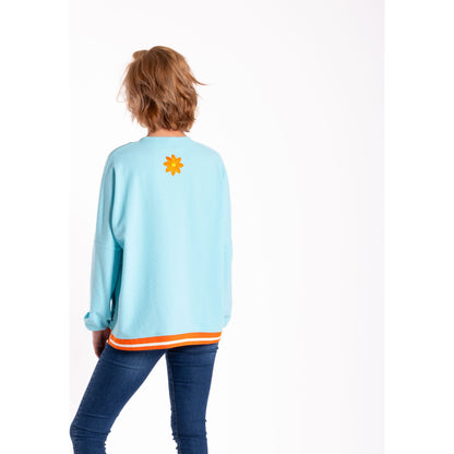 Teal w Orange Flowers Sweatshirt JS25-55