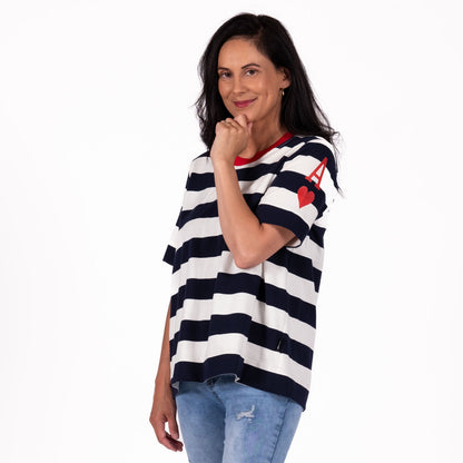 Navy Stripe Basic Tee JS26-44