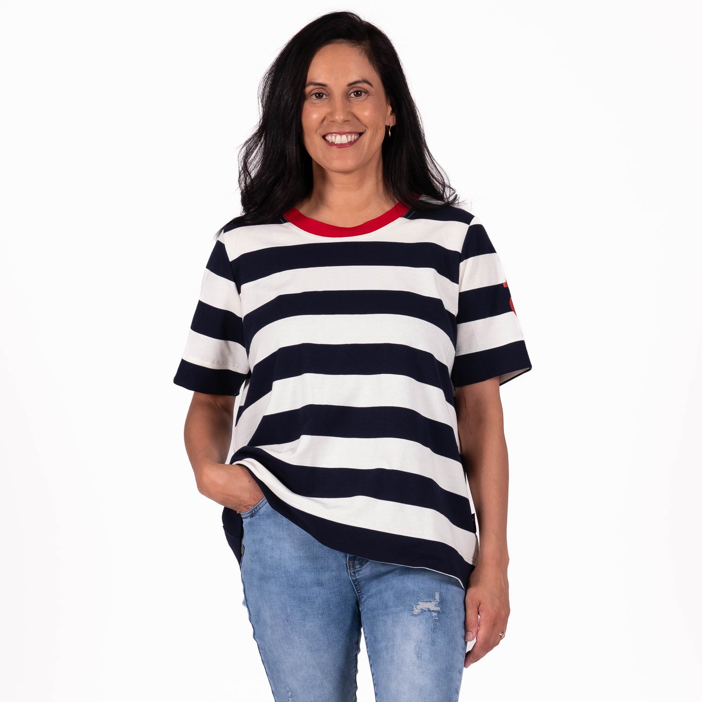 Navy Stripe Basic Tee JS26-44