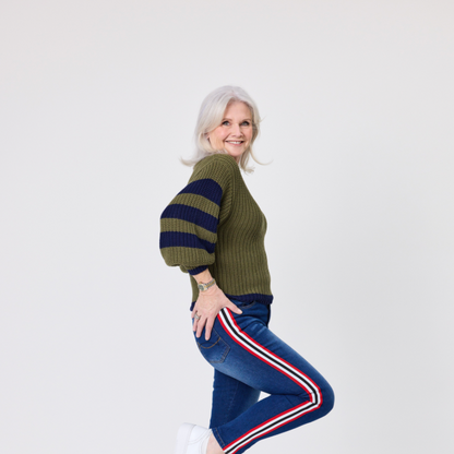 Aliza Khaki/Navy Knit Jumper LTD357
