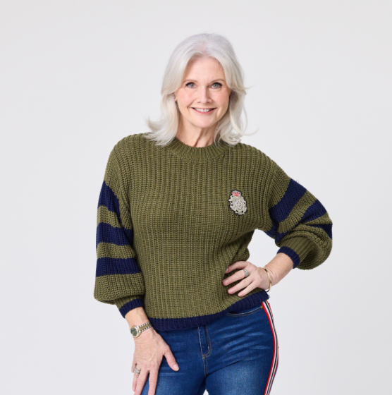 Aliza Khaki/Navy Knit Jumper LTD357