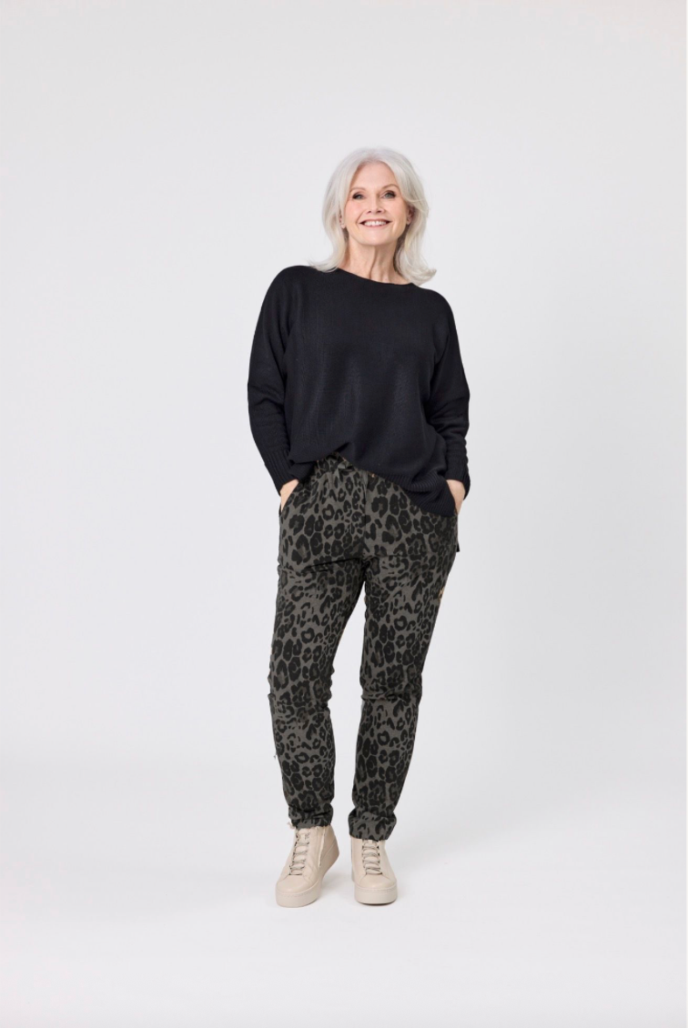 Annika Grey Leopard Pant LTD329