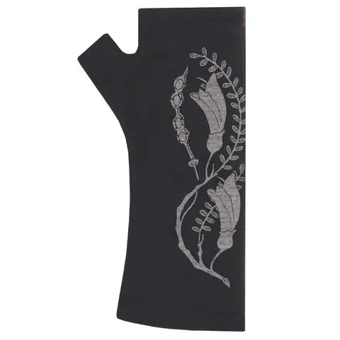 Black Print Fingerless Gloves