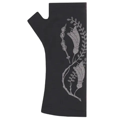 Black Print Fingerless Gloves