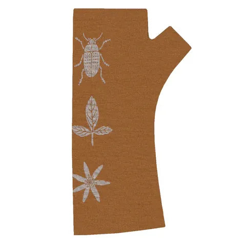 Mustard Print Fingerless Gloves