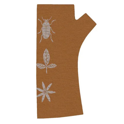 Mustard Print Fingerless Gloves