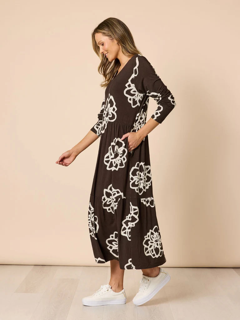Florentine Coffee Ivory Dress C49426