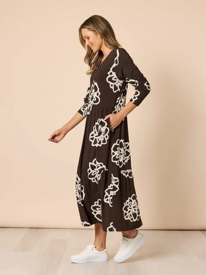 Florentine Coffee Ivory Dress C49426