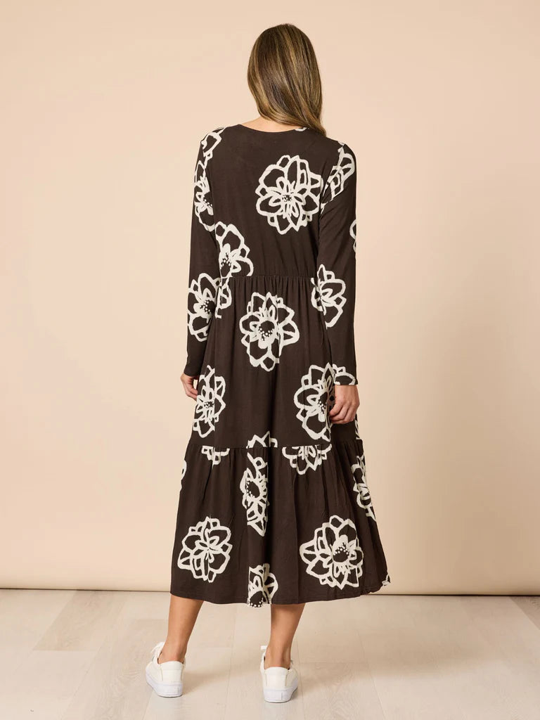 Florentine Coffee Ivory Dress C49426
