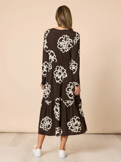 Florentine Coffee Ivory Dress C49426