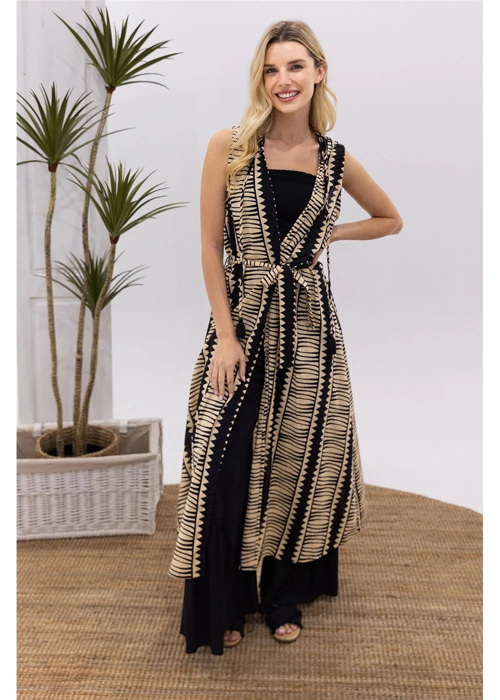 Cienna Hemi Hood S/Less Cotton Kimono