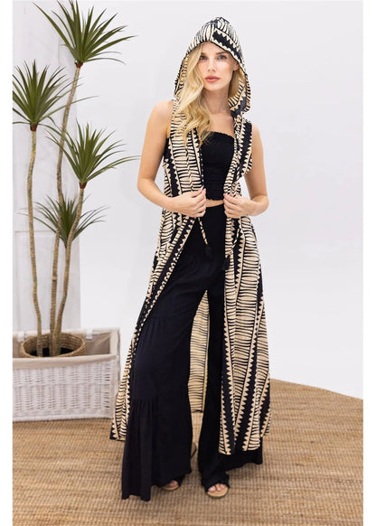 Cienna Hemi Hood S/Less Cotton Kimono