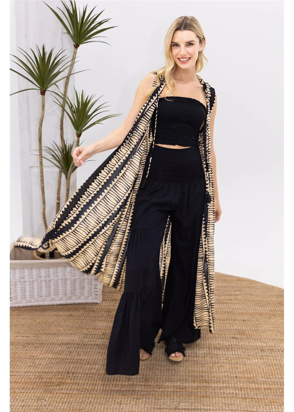 Cienna Hemi Hood S/Less Cotton Kimono