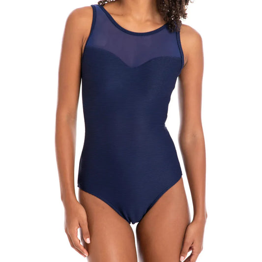 TOGS  Textured  High Neck Mesh Onepiece