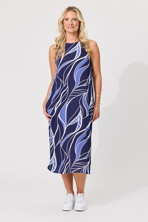 Noa Leafy Blue Dress LTD447