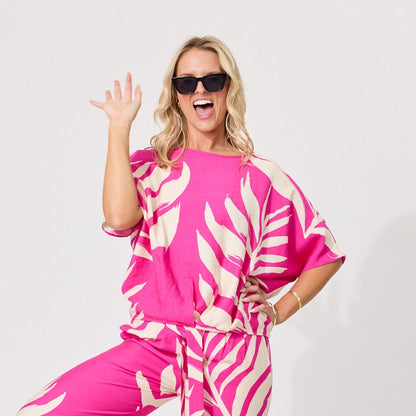 Alessa Floral Fuchsia Top LTD418