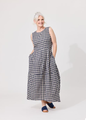 Antonia Navy Gingham Dress LTD437