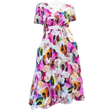 Cotton V Neck  Dress 2504-1