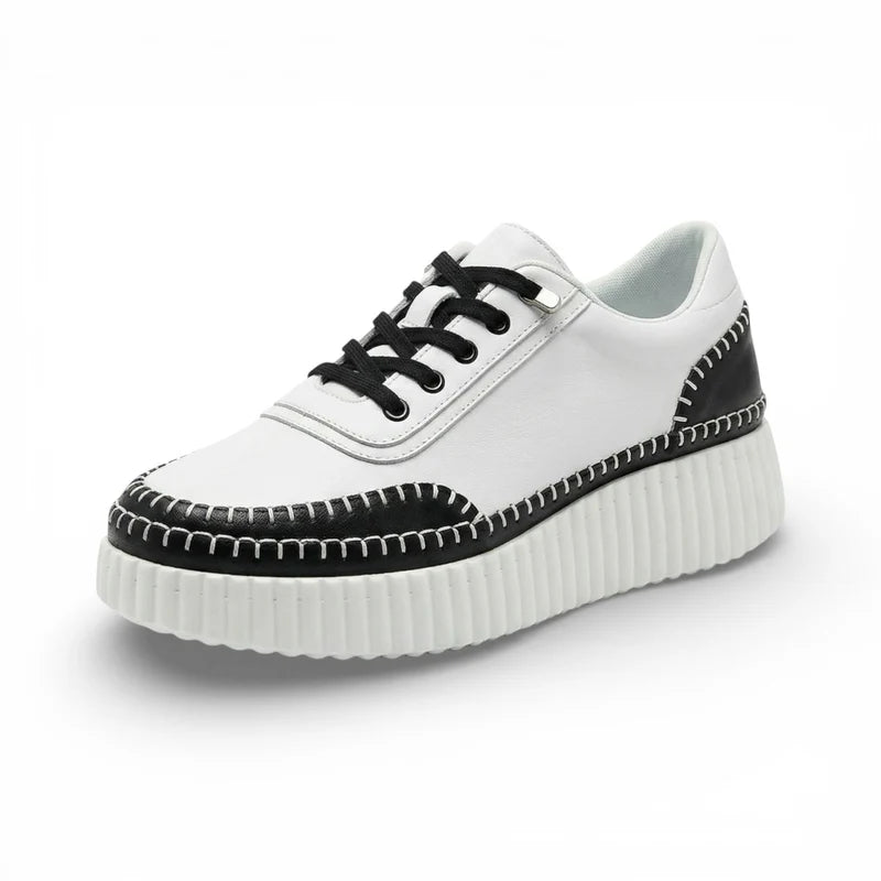 Noa Black Whipstitch Platform Sneaker