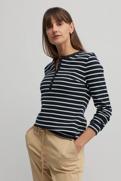 Jovis Navy/Ecru Rib Henley YT3068
