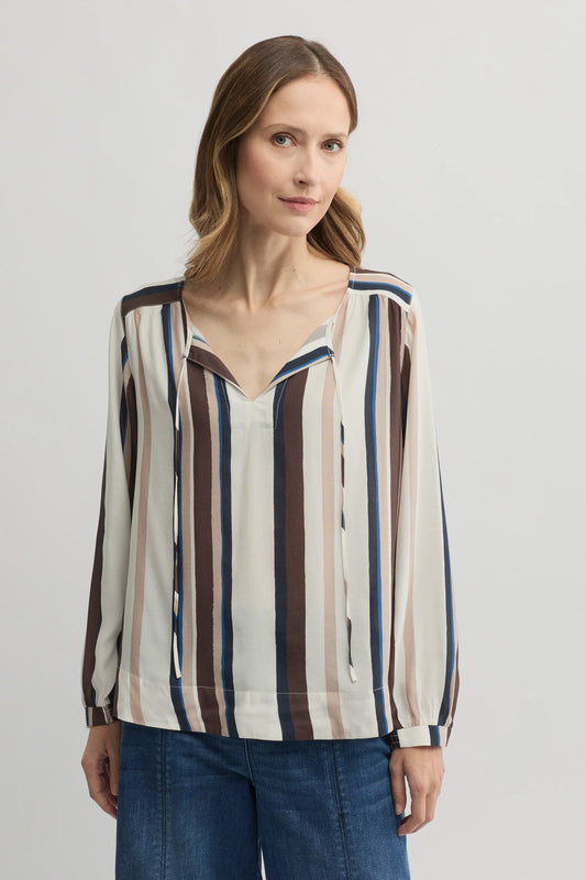 Inprint Truffle Stripe Blouse YT4347