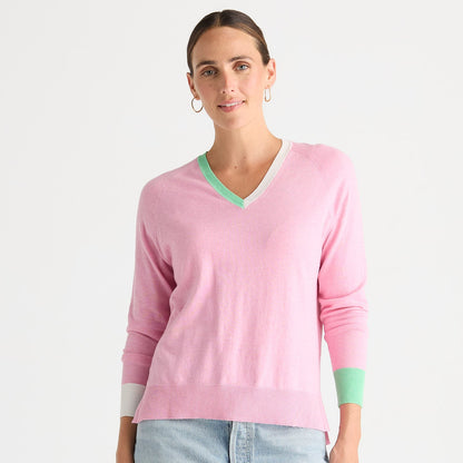 Tickled Pink V Accent Knit Top ZP8803