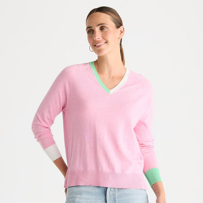 Tickled Pink V Accent Knit Top ZP8803