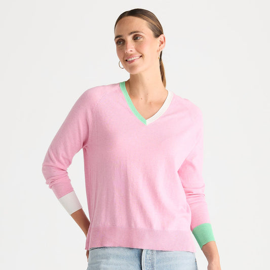 Tickled Pink V Accent Knit Top ZP8803