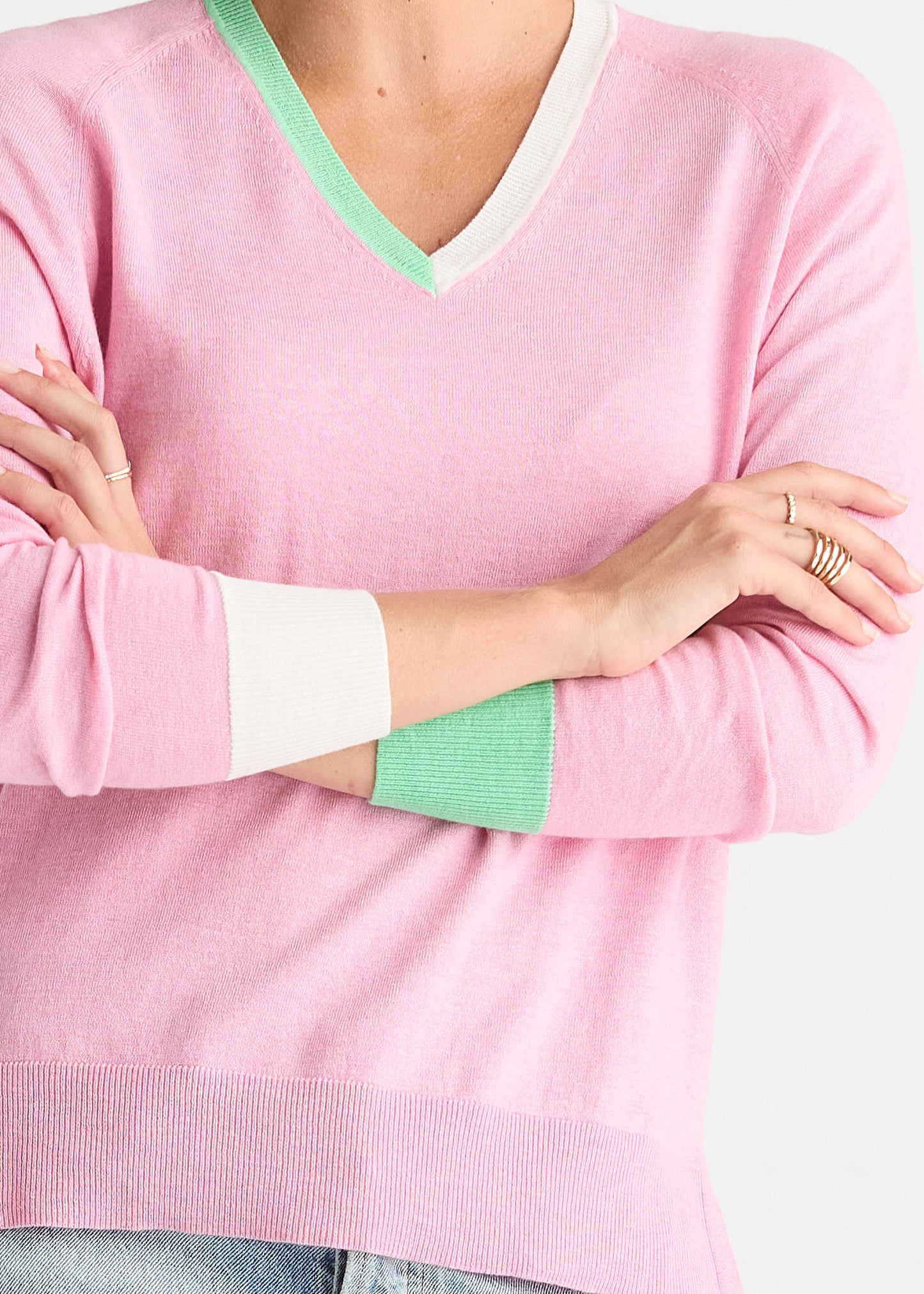 Tickled Pink V Accent Knit Top ZP8803