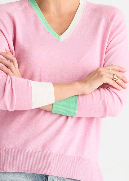 Tickled Pink V Accent Knit Top ZP8803