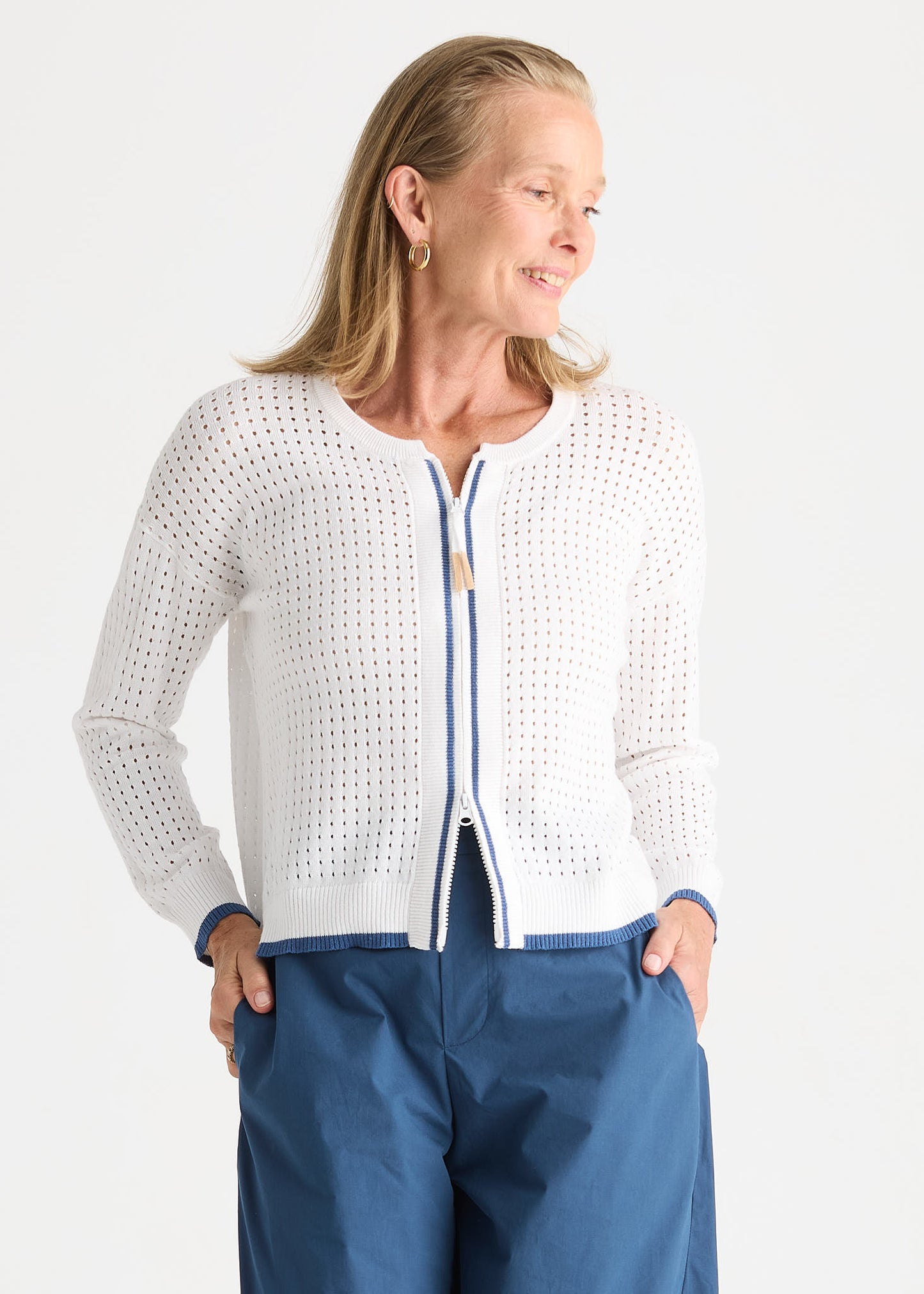 Pointelle Zip Knit Cardi ZP8809