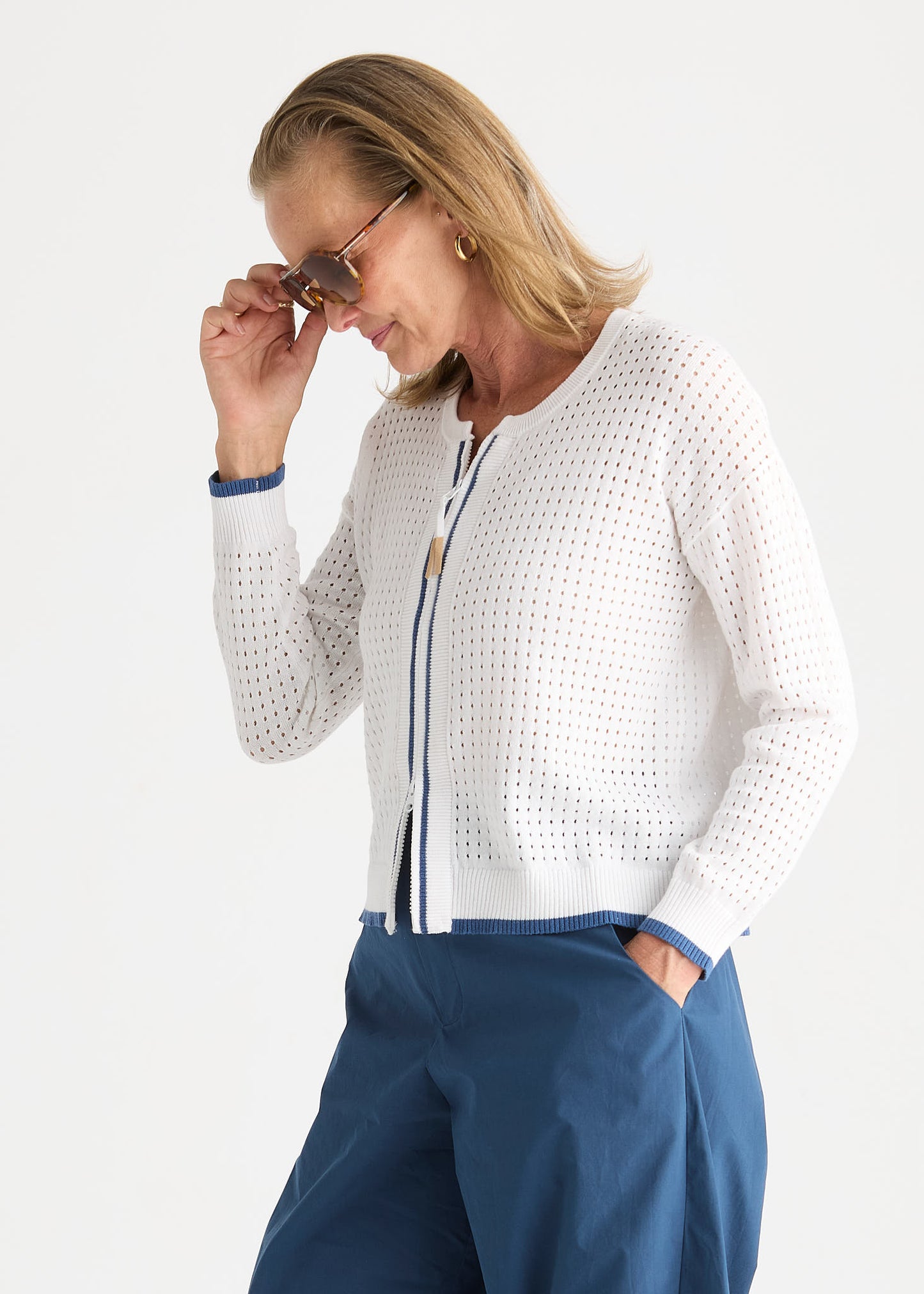 Pointelle Zip Knit Cardi ZP8809