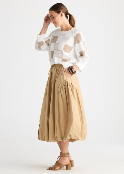 White Patch Pointelle Knit Top ZP8812