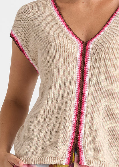 Raspberry Crochet Trim Tank ZP8820